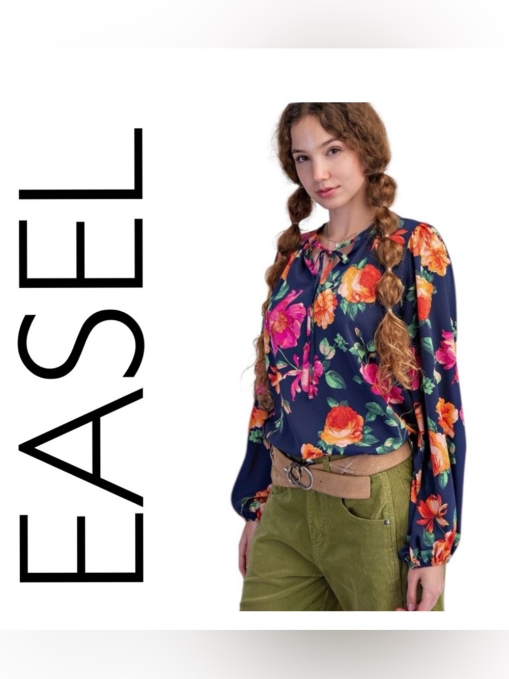 #1239 Easel Colorful Silky Blouse